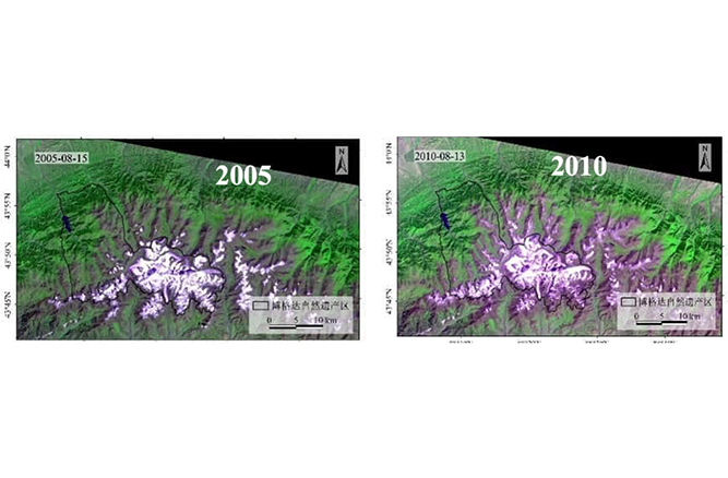 Monitoring of Glacier Recession at Tianshan-Bogda Biosphere Reserve