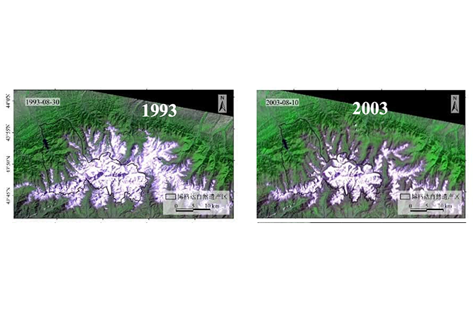 天山博格达峰生物圈保护区冰雪退缩空间监测评估