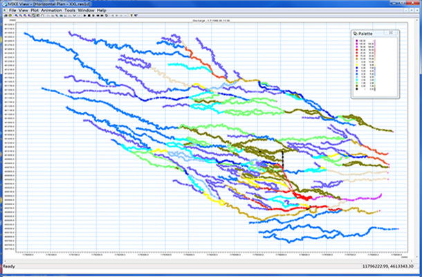 西夏陵Ⅰ区降雨15分钟时模拟流量分布图