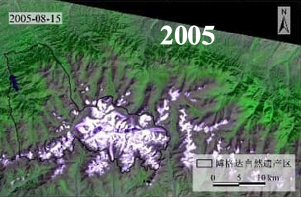 天山博格达峰生物圈保护区冰雪退缩空间监测评估
