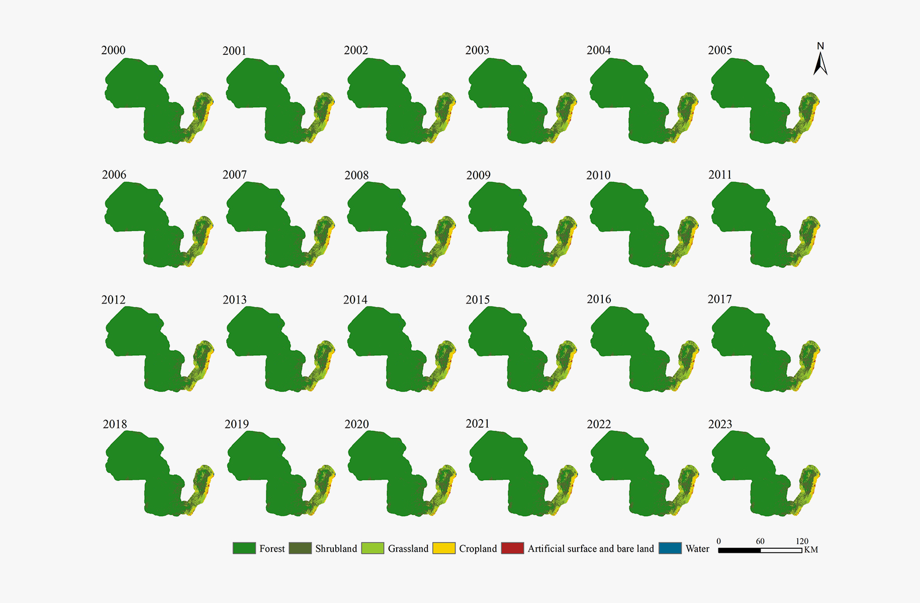 Kahuzi土地覆盖分类图